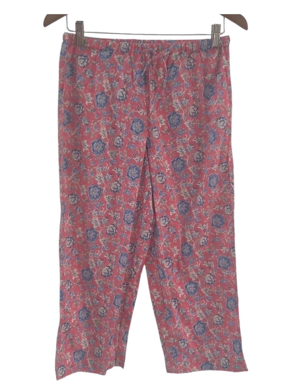 Lauren Ralph Lauren Pink Blue Floral Cropped Pant Pajamas 2 Piece Set Petite S - Picture 4 of 9